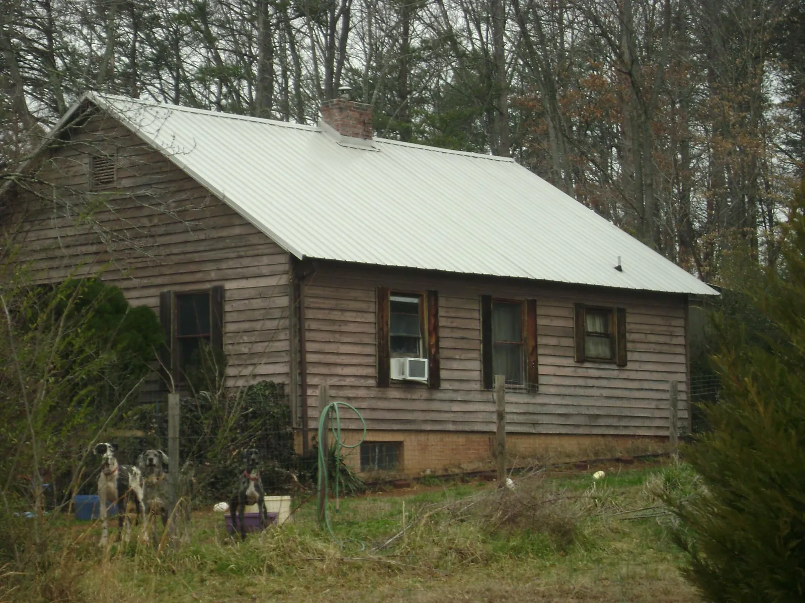 White metal roof on an old wood sided farmhouse, from a Metal Roof Installation job in Bellaire